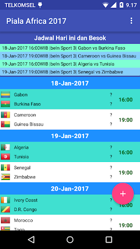 Android application Piala Afrika 2017 screenshort