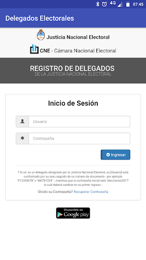Android application Delegados Justicia Electoral screenshort