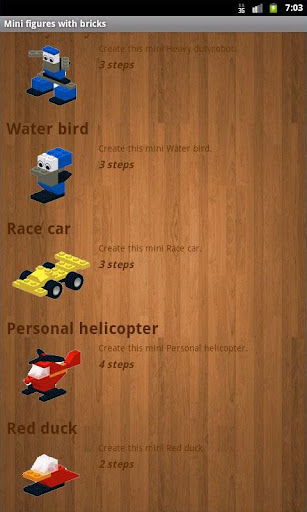 Android application Mini figures with bricks screenshort