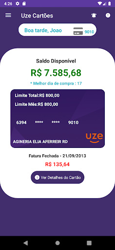 Uze Cartões Screen 2