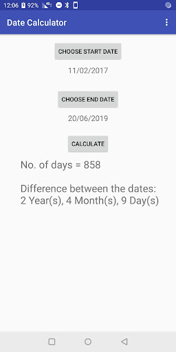 Date Calculator Screen 3