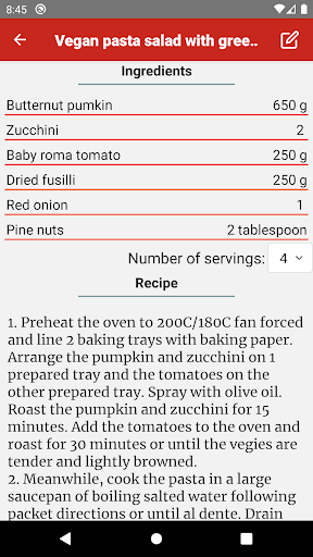 My Recipes Screen 2
