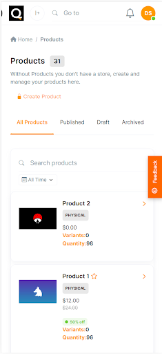 QShop ecommerce Screen 3