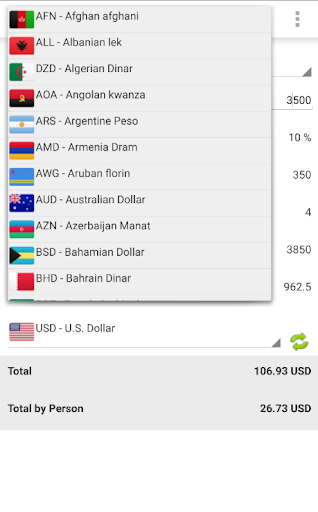 Tip calculator Screen 3