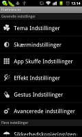 screenshot of GO LauncherEX Danish language