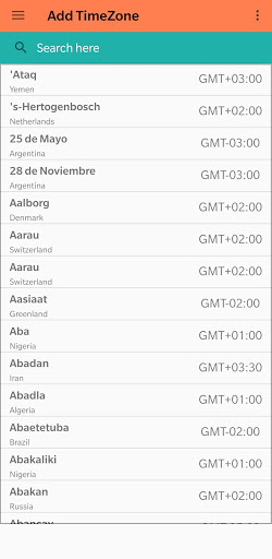 Android application World Clock : Time screenshort
