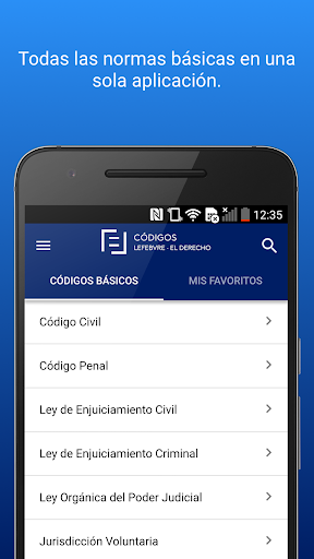 Android application Códigos Lefebvre screenshort