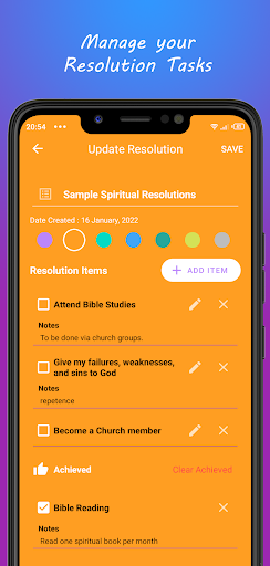 Resolution Diary Screen 2