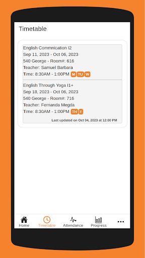 myILSC Screen 2