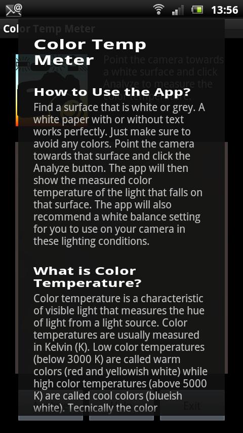 Android application White Balance Color Temp Meter screenshort
