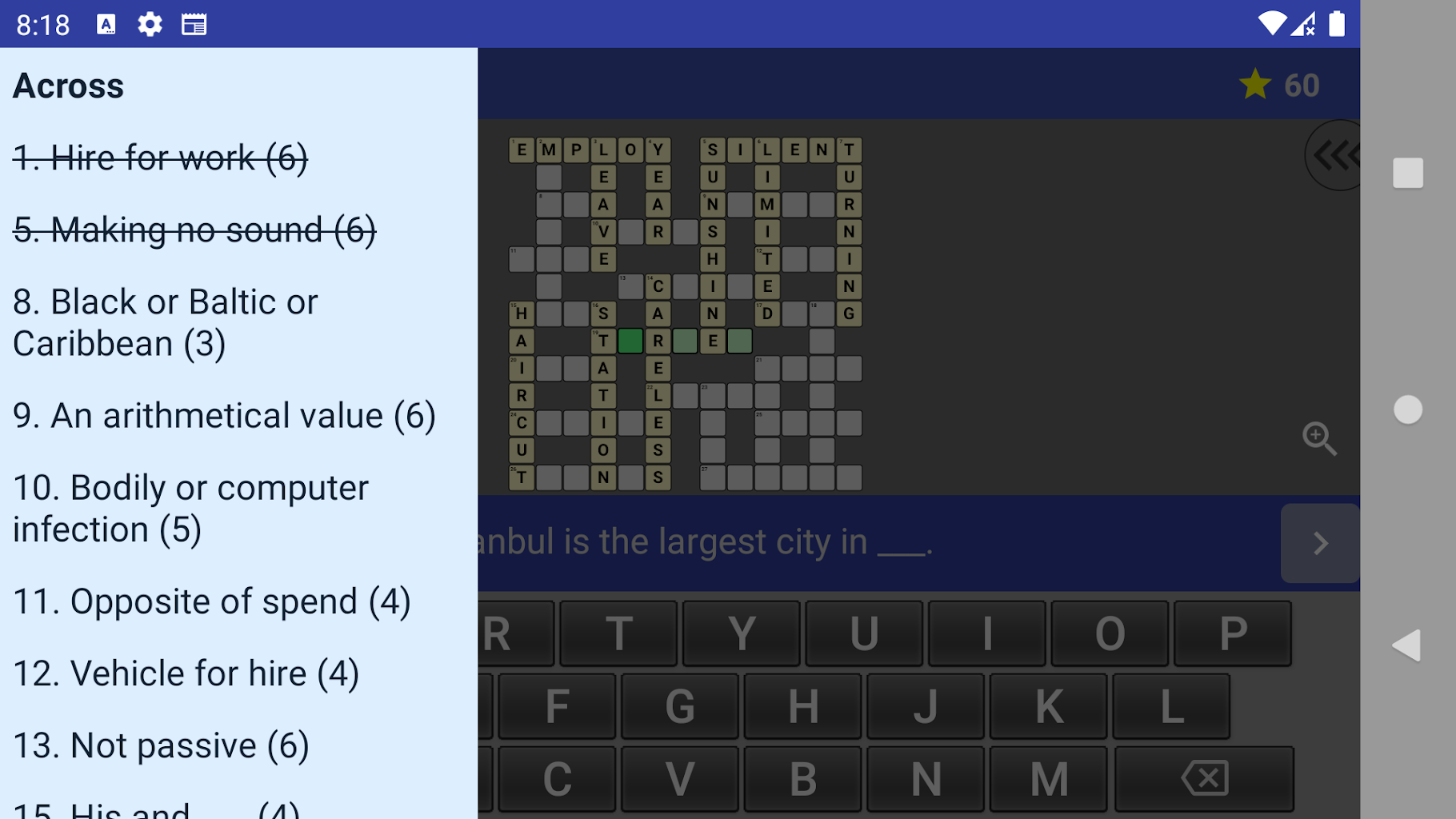 English Crossword puzzle Screenshot 7
