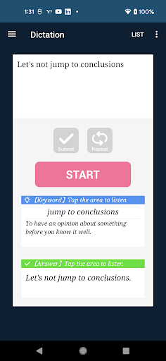 English Dictation and Speaking Screen 3