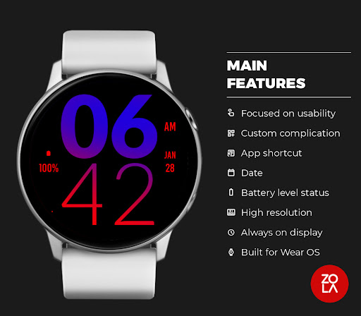 Blue Red Large Watch Face Screen 2