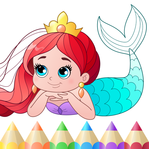 Mermaid coloring book gradient  Icon