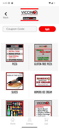 Screenshot of Viccino’s Pizza