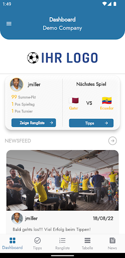 Android application cupkick: Das Fußball Tippspiel screenshort