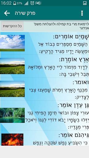 פרק שירה ועוד תפילות Screen 2