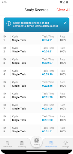 Time & Motion Study Screen 2