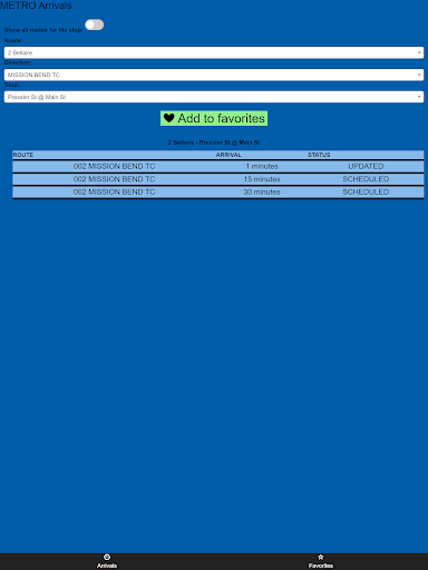 Houston METRO Bus Tracker Screen 3