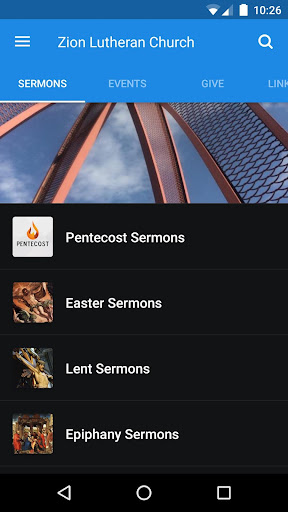 Android application Zion Lutheran Church screenshort