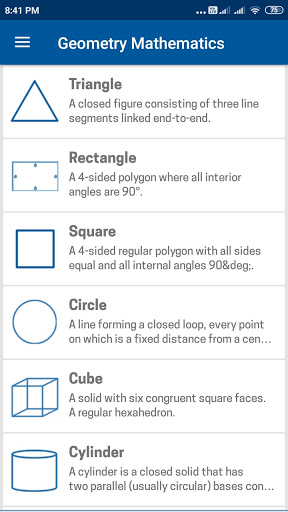 Android application Geometry Mathematics screenshort