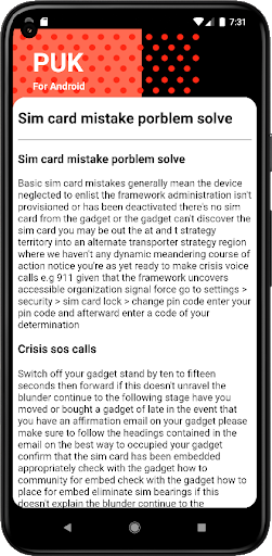 Android application Puk Code Unlock App Guide screenshort