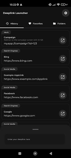 Android application DeepLink Launcher screenshort