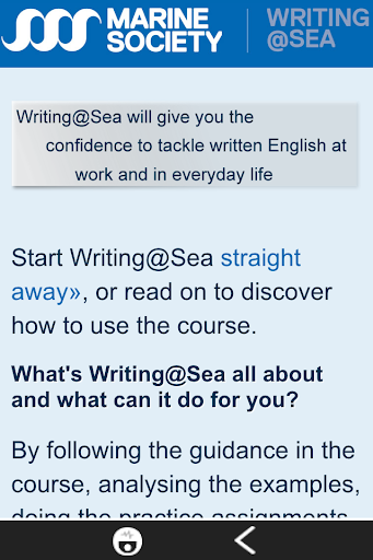 Android application Writing at Sea screenshort