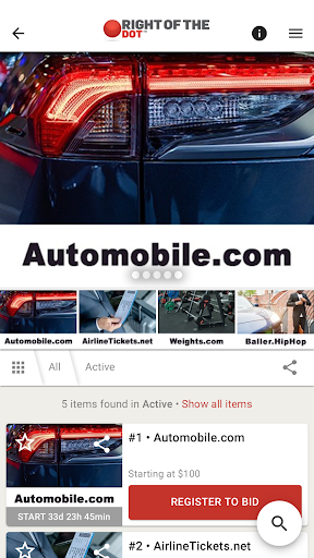 RightOfTheDot Auctions Screen 2