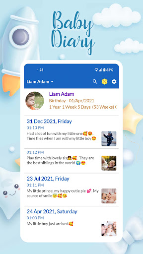 Android application My Diary - Baby Tracker Album screenshort