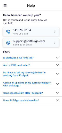 Shifts2Go Screen 2