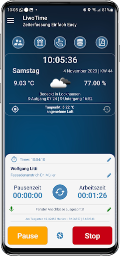 LiwoTime - Zeiterfassung Screen 2