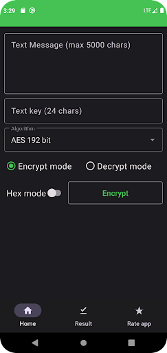 Android application DES and AES Encryption screenshort