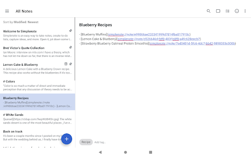 Screenshot of Simplenote