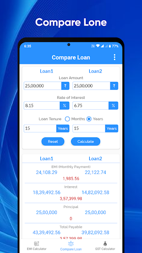 Loan Calculator: EMI, GST, Int Screen 3