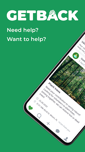 Android application Getback is a Good Deeds App screenshort