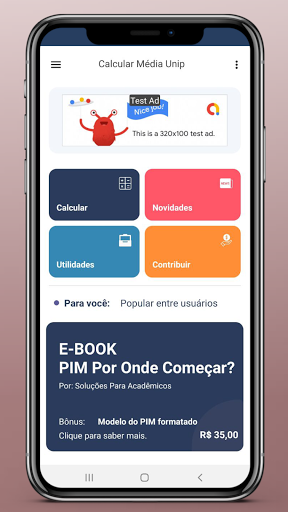 Android application Calcular Média UNIP EAD screenshort