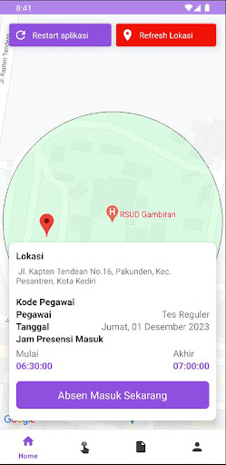 Android application Absensi RSG Kediri screenshort