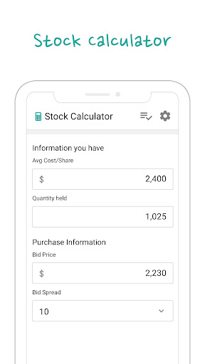 Android application Avg Down Stock Calculator screenshort