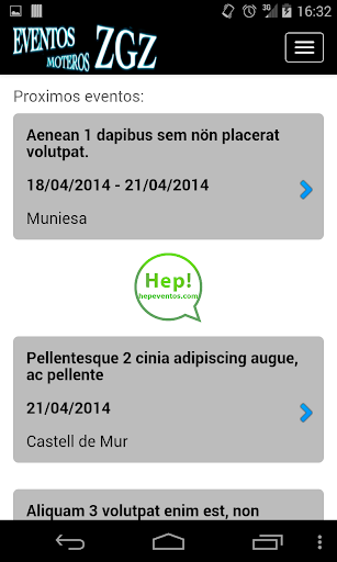 Android application Eventos Moteros Zgz screenshort