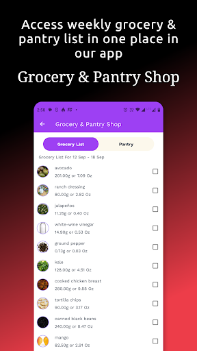 Screenshot of Meal & Diet Planner App