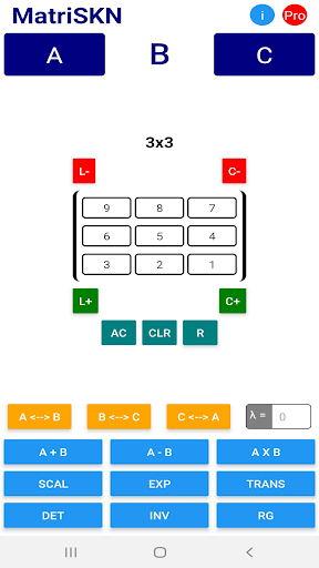 MatriSKN : Matrix Calculator Screen 2