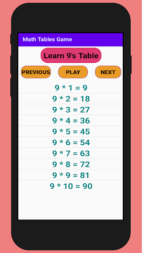 Math Tables Game Screen 2