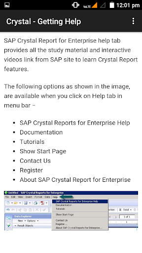 Learn SAP Crystal Report Screen 3
