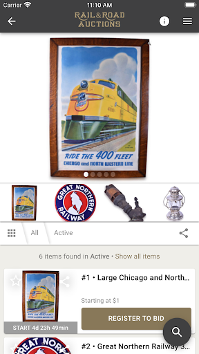 Rail and Road Auctions Screen 2