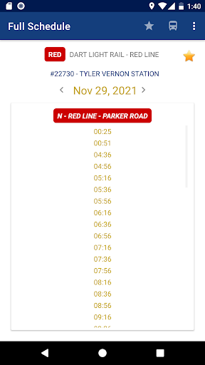 Android application Transit Schedule in Dallas screenshort