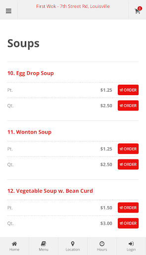 First Wok Louisville, KY Order Screen 3