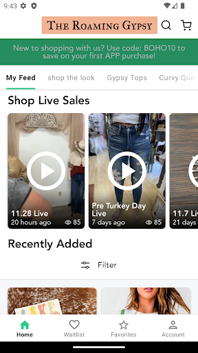 Android application The Roaming Gypsy Boutique screenshort