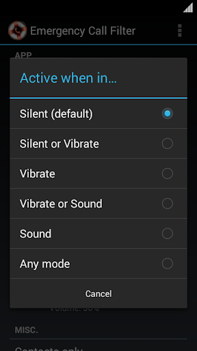 Emergency Call Filter Screen 2