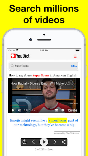 YouDict: Video Dictionary Screen 2